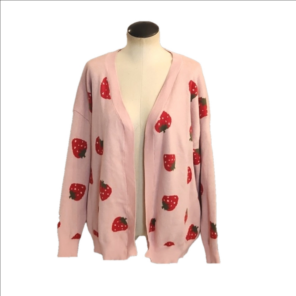 Women's Pink Strawberry Cardigan XXL